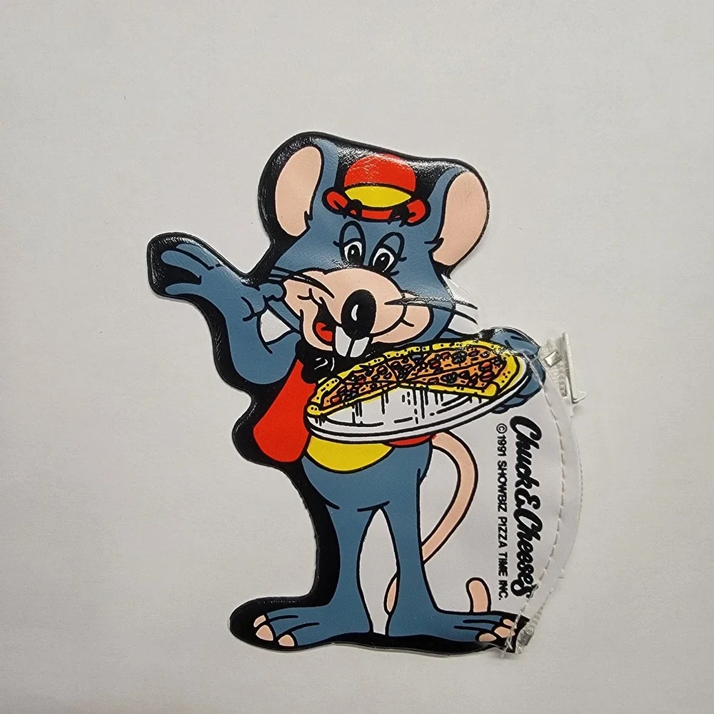 Chuck E Cheese Coin Purse Excellent 1991 Vintage Showbiz Pizza Pouch Zipper